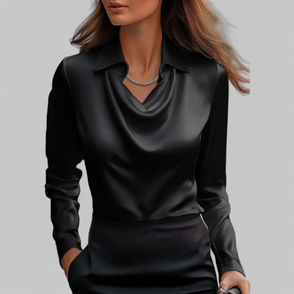 Versatile Elegant Draped Neckline Blouses for Women - Image 9