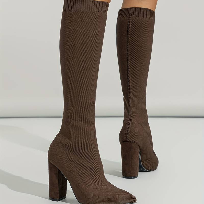 Women’s Block Heel Sock Boots Stylish Comfortable Fit - Image 11