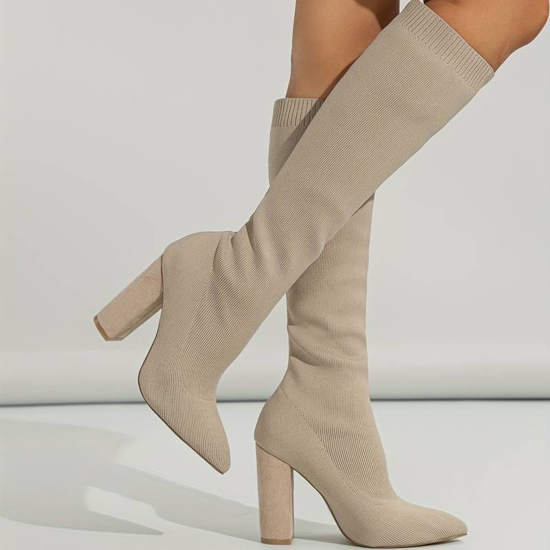 Women’s Block Heel Sock Boots Stylish Comfortable Fit - Image 7