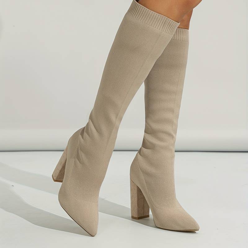 Women’s Block Heel Sock Boots Stylish Comfortable Fit - Image 8