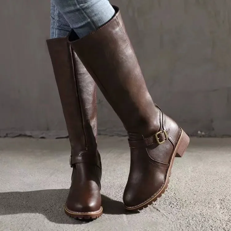 Women’s Buckle Modern Chic Leather Boots for All Season - Image 3