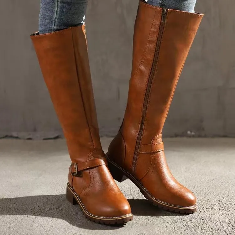 Women’s Buckle Modern Chic Leather Boots for All Season - Image 4