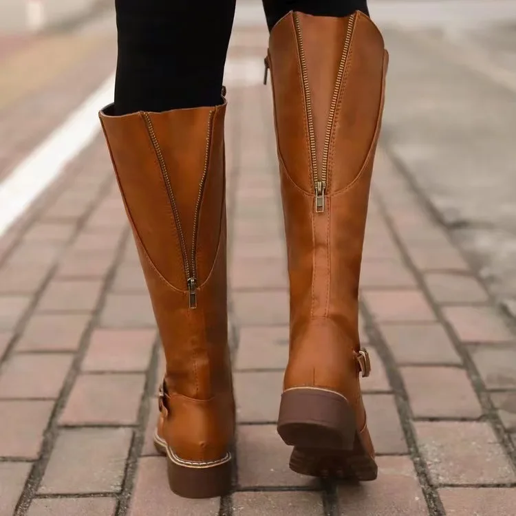 Women’s Buckle Modern Chic Leather Boots for All Season - Image 6