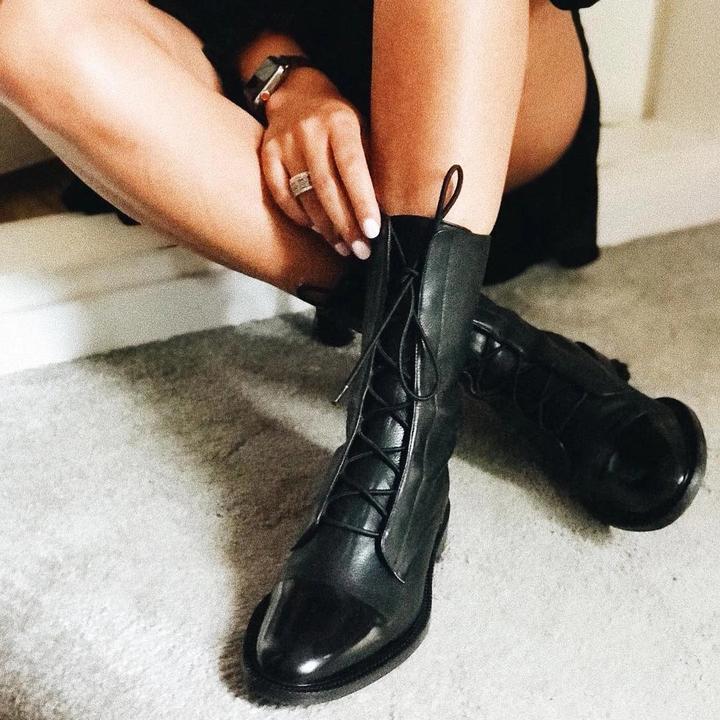Women's Winter Fashionable Ankle Polish Boots with Lace-Up Closure - Image 10