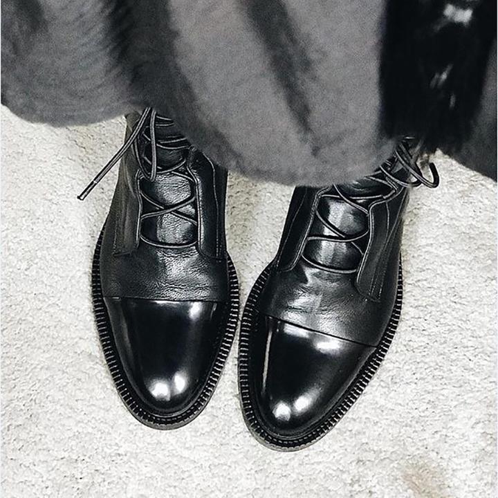 Women's Winter Fashionable Ankle Polish Boots with Lace-Up Closure - Image 3
