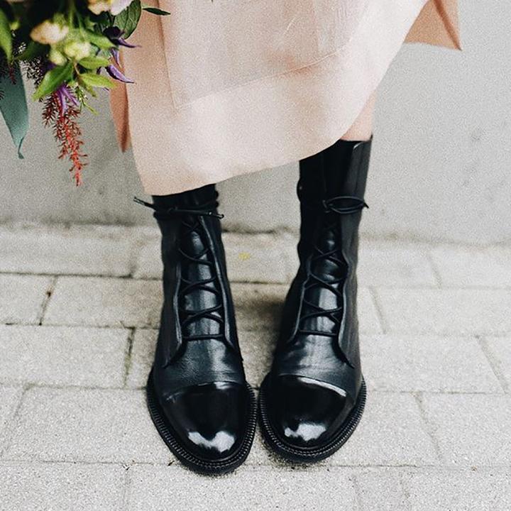 Women's Winter Fashionable Ankle Polish Boots with Lace-Up Closure - Image 5