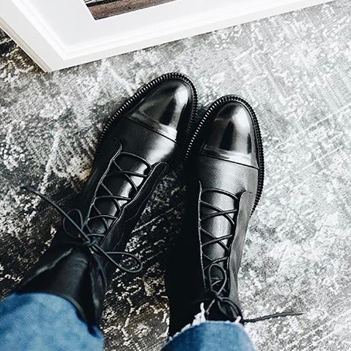 Women's Winter Fashionable Ankle Polish Boots with Lace-Up Closure - Image 7