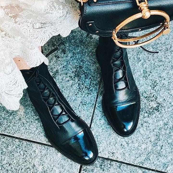 Women's Winter Fashionable Ankle Polish Boots with Lace-Up Closure - Image 8